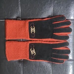 Cute Women gloves Black Orange one size